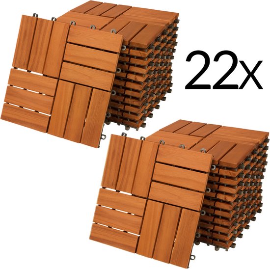 Dalles de terrasse bois d'acacia certifié FSC® 2m² dalle acacia mosaïque  30x30cm | bol