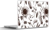 Laptop sticker - 14 inch - Patroon - Planten - Zwart - Wit - 32x5x23x5cm - Laptopstickers - Laptop skin - Cover