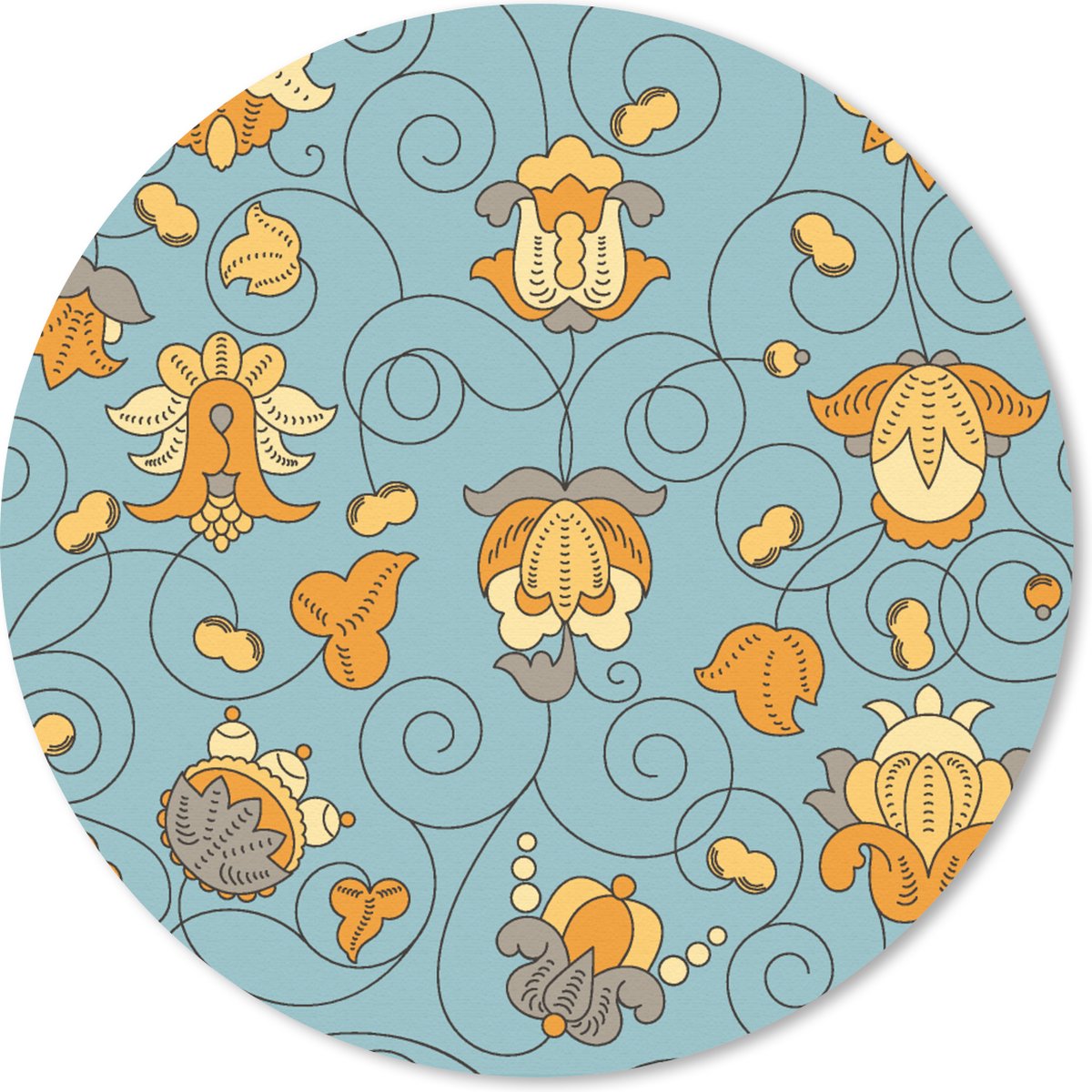 Muismat rond 40x40 cm - Mousepad Patronen - Vintage - Bloemen - Ronde muismatten