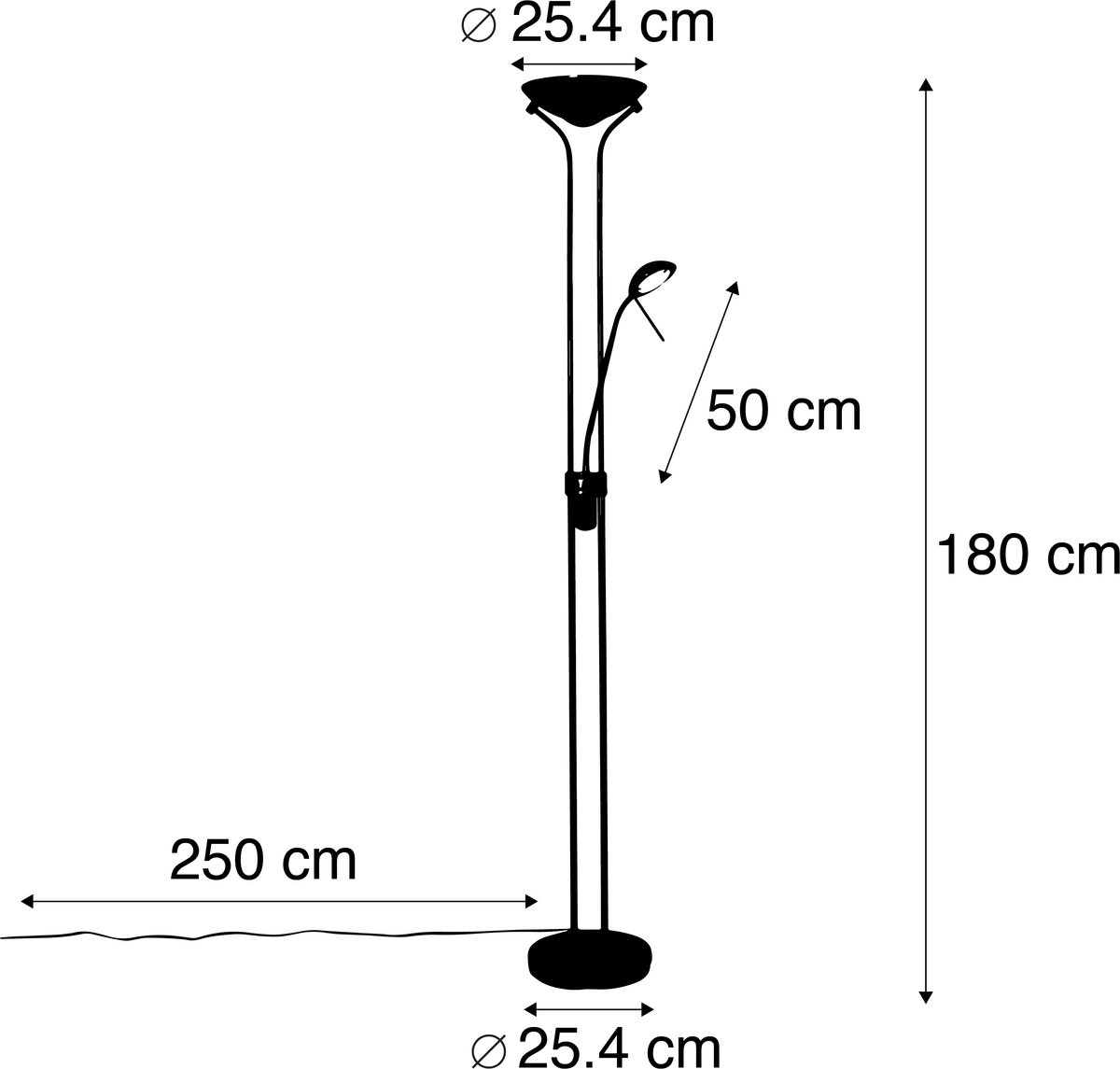 QAZQA diva - Moderne Dimbare LED Vloerlamp | Staande Lamp met Dimmer met leeslamp - 1 lichts - H 1800 mm - Goud/messing - Woonkamer | Slaapkamer | Keuken thumbnail 7