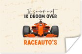 Poster Ik snurk niet, ik droom over raceauto's - Spreuken - Quotes - Formule 1 - Racen - 30x20 cm - Vaderdag cadeau - Geschenk - Cadeautje voor hem - Tip - Mannen