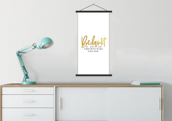 Porte-affiche avec affiche - Affiche scolaire - Or - Merci, tu étais un collègue fantastique - Proverbes - Citations - 60x120 cm - Lattes noires
