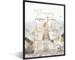 Poster in lijst - Fotolijst 60x80 cm - Posters - Quotes - Spreuken - Dreams come true - Kinderen - Kids - Baby - Posterlijst zwart - Decoratie - Wanddecoratie woonkamer - Muurdecoratie slaapkamer