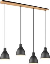 LED Hanglamp - Hangverlichting - Nitron Handoll - E27 Fitting - 4-lichts - Rechthoek - Mat Zwart - Aluminium