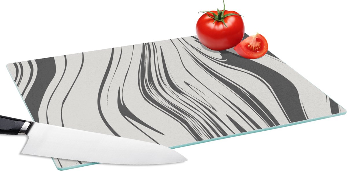 Glazen Snijplank - 39x28 - Marmer - IJzer - Lijn - Snijplanken Glas