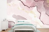 Behang - Fotobehang Marmer - Roze - Geel - Breedte 525 cm x hoogte 350 cm