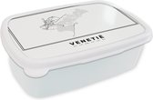 Bread Bin Wit - Lunch Box - Bread Box - City Map - Italie - Zwart Wit - 18x12x6 cm - Adultes