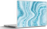 Laptop sticker - 15.6 inch - Marmer - Blauw - Patroon - 36x27,5cm - Laptopstickers - Laptop skin - Cover