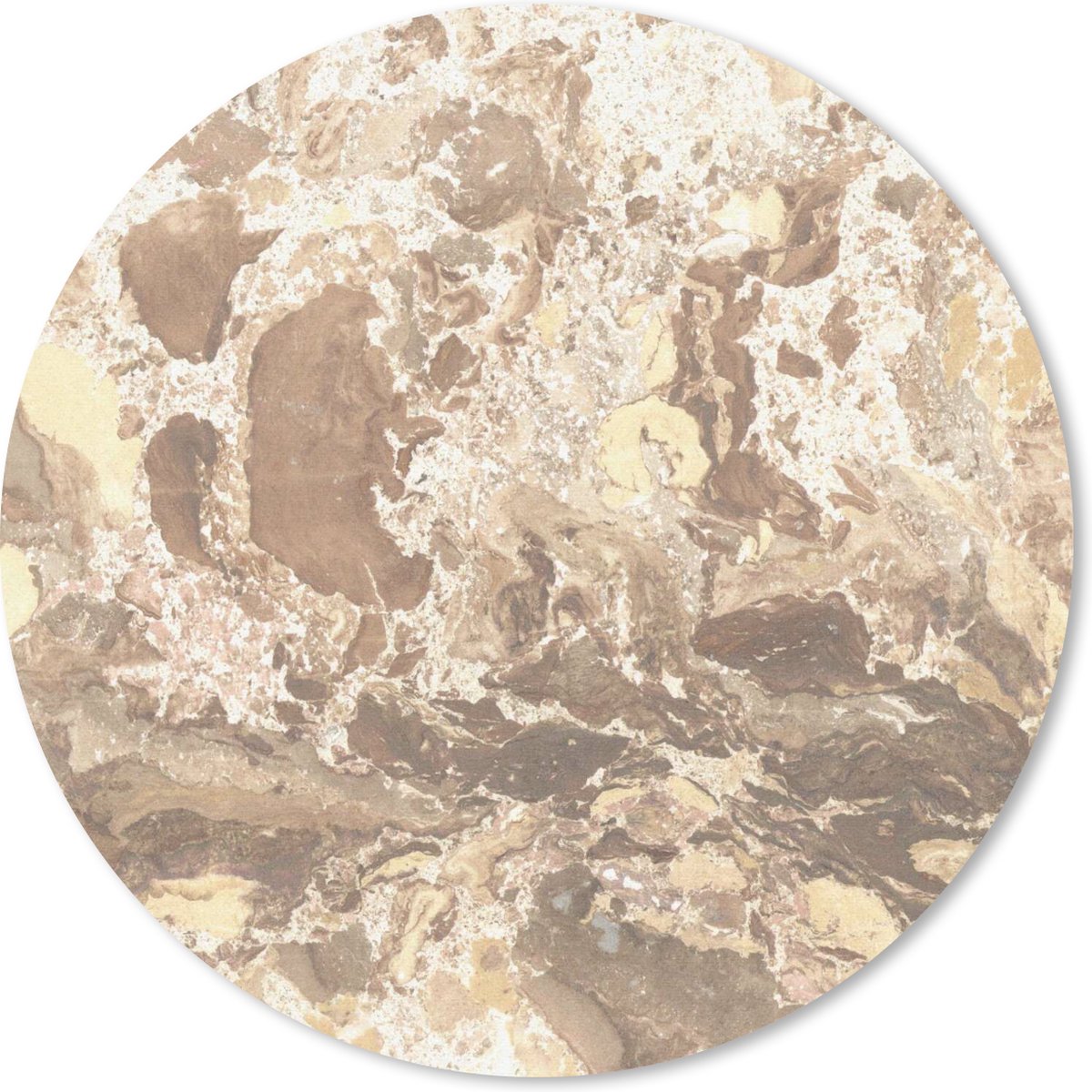 Muismat rond 40x40 cm - Mousepad Kristal - Geel - Graniet print - Ronde muismatten