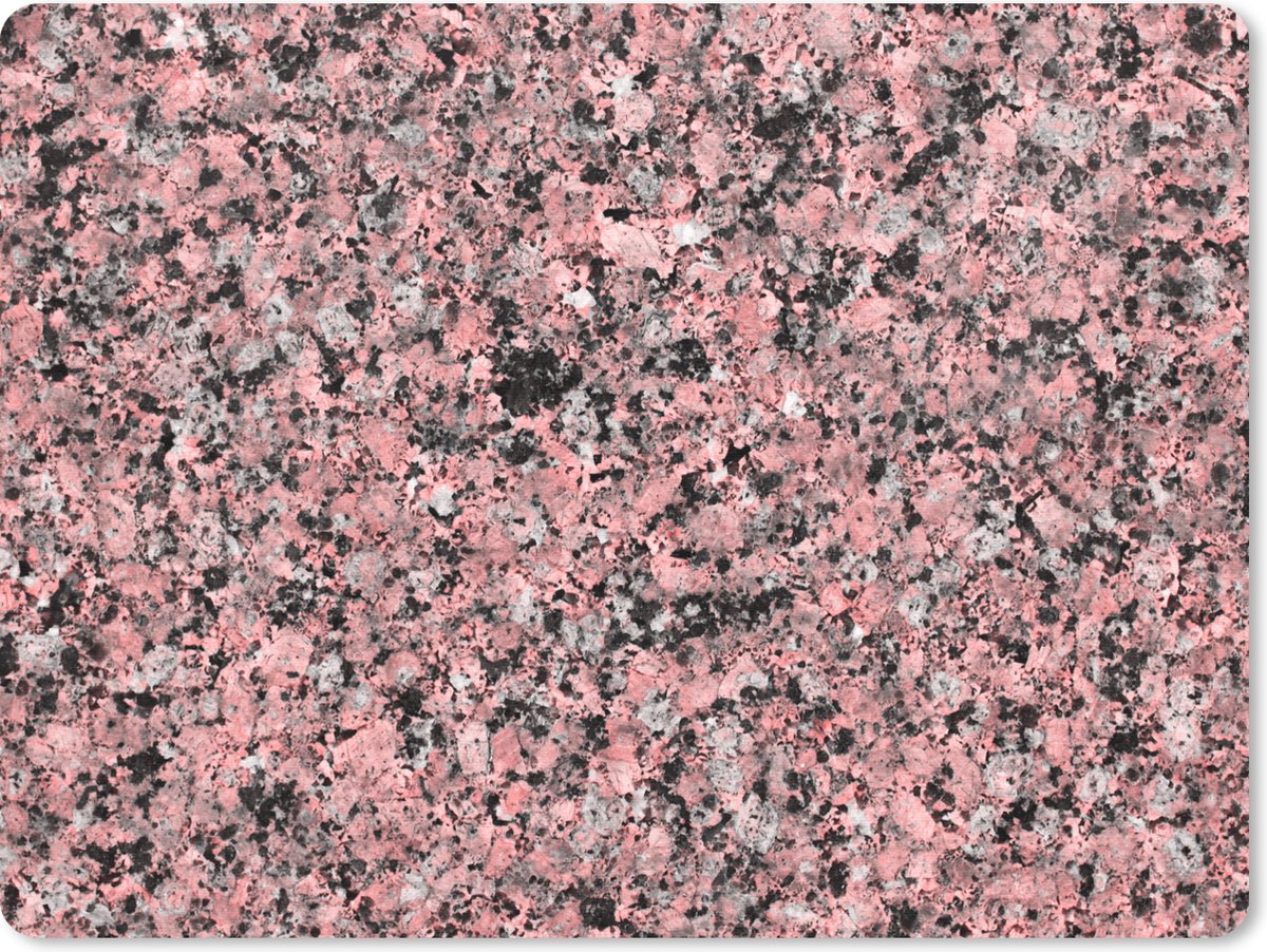 Muismat 23x19 cm - Mousepad Graniet - Roze - Zwart - Kristal - Muismatten
