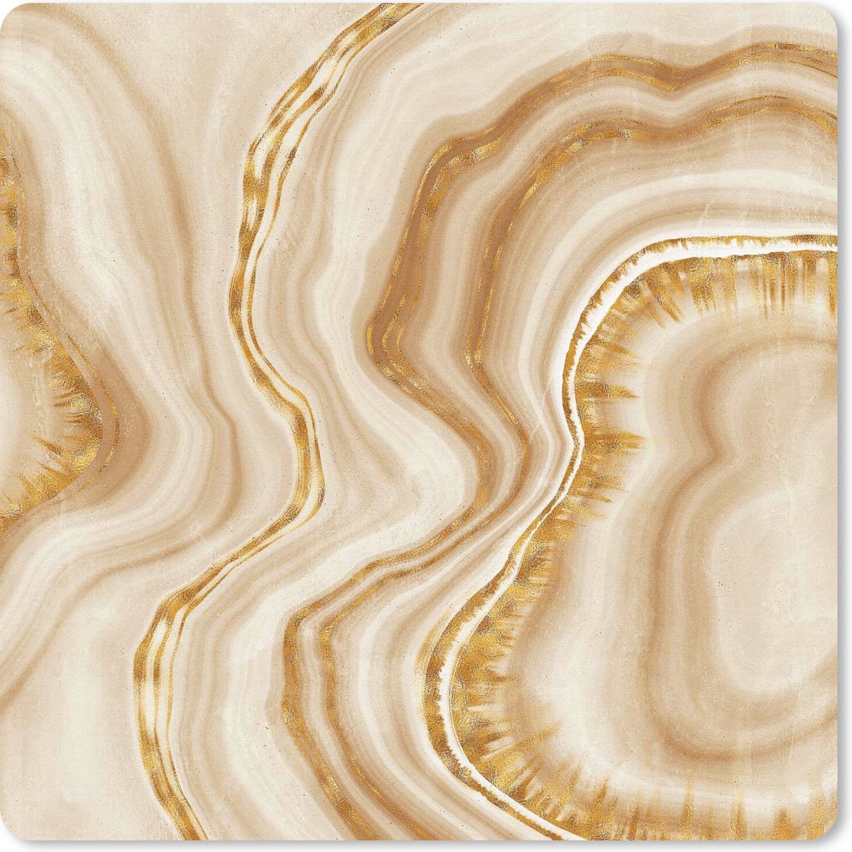 Muismat 20x20 cm - Mousepad Marmer - Beige - Lijn - Muismatten