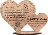 Hartjes oma - houten wenskaart - kaart van hout -  Moederdag - verjaardag oma - gepersonaliseeerd - 17.5 x 25 cm
