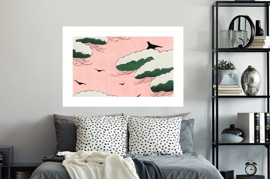Stickers muraux - Feuille autocollante - Nuages ​​- Vogel - Rétro - Japonais - Scandinave - 120x80 cm - Film adhésif - Stickers muraux chambre d'enfant - Papier peint autocollant - Papier peint autocollant - Feuille autocollante