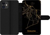 Bookcase Geschikt voor iPhone 12 Pro Max telefoonhoesje - Seraing - Kaart - Goud - Met vakjes - Wallet case met magneetsluiting