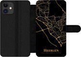 Bookcase Geschikt voor iPhone 12 Pro telefoonhoesje - Heerlen - Kaart - Goud - Met vakjes - Wallet case met magneetsluiting