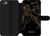 Bookcase Geschikt voor iPhone 7 telefoonhoesje - Bonn - Kaart - Gold - Met vakjes - Wallet case met magneetsluiting