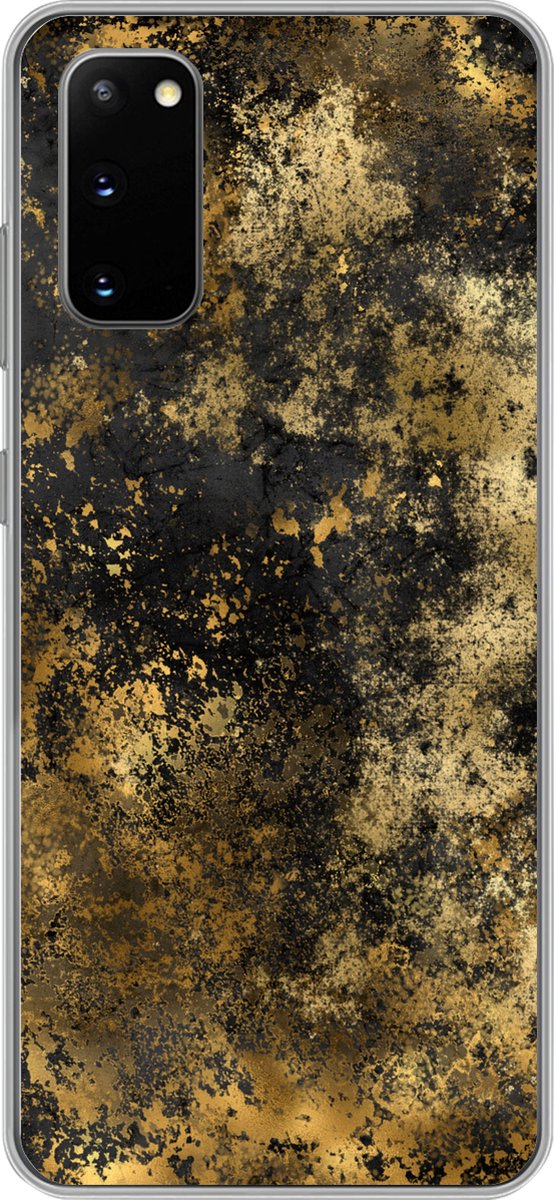 Telefoonhoesje Geschikt voor Samsung Galaxy S20 hoesje - Goud - Zwart - Luxe - Siliconen Telefoonhoesje Telefoonhoesje