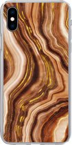 Coque iPhone Xs - Imprimé Marbre - Doré - Ligne - Coque en Siliconen -