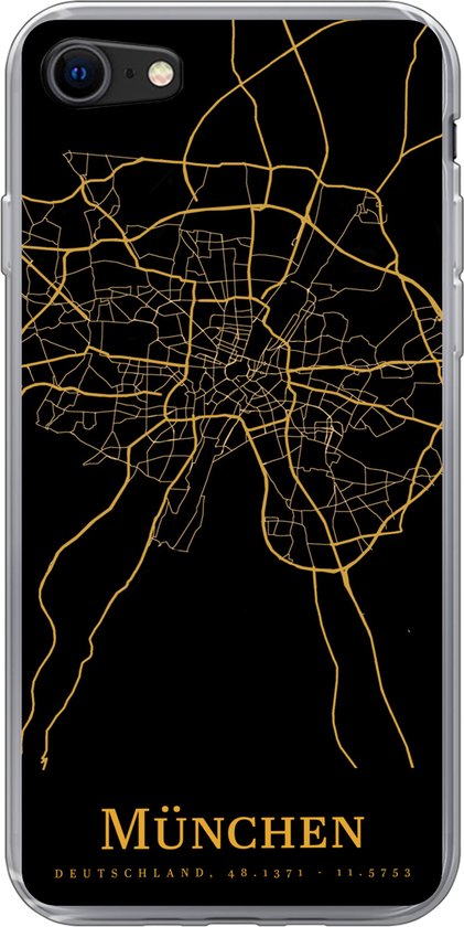 Coque pour iPhone SE 2020 - Munich - Carte - Or - Coque de téléphone en Siliconen