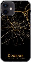 Geschikt voor iPhone 12 hoesje - Doornik - Kaart - Goud - Siliconen Telefoonhoesje