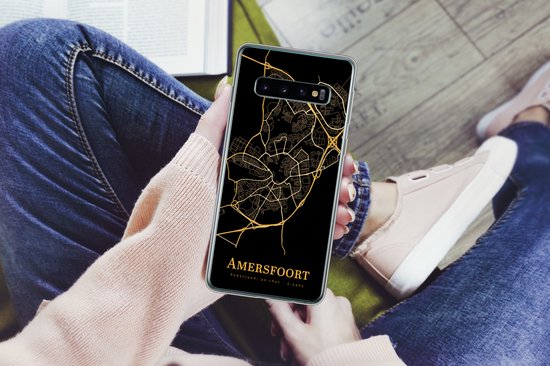 Coque Samsung Galaxy S10 - Amersfoort - Carte - Or - Zwart - Coque de téléphone en Siliconen