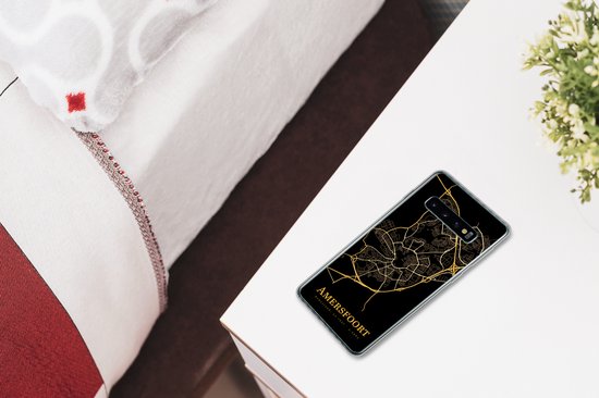 Coque Samsung Galaxy S10 - Amersfoort - Carte - Or - Zwart - Coque de téléphone en Siliconen