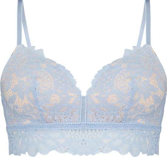 Hunkemöller Dames Lingerie Voorgevormde longline bh zonder beugel Shiloh - Blauw - maat D80