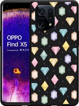 Oppo Find X5 Hoesje Zwart Diamonds - Designed by Cazy