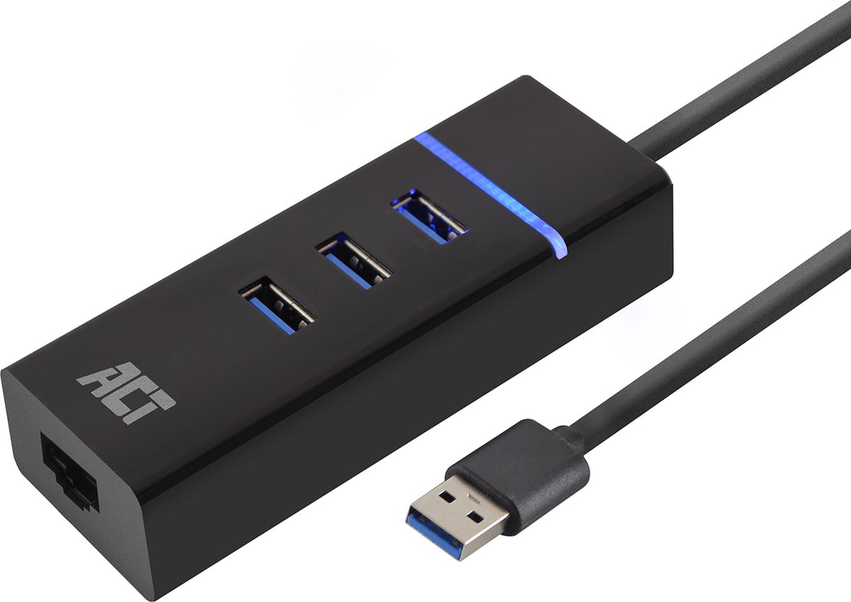 ACT USB Hub 3.2 met 3 USB-A poorten en ethernet
