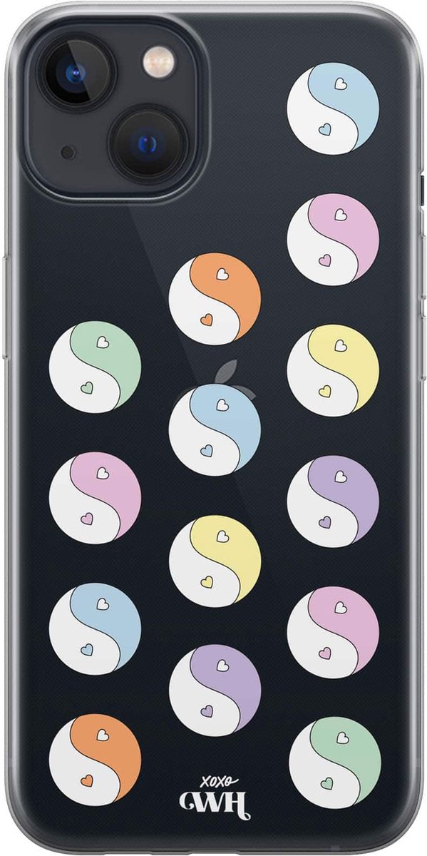 YinYang Pastel - Transparant hoesje geschikt voor iPhone 11 transparant hoesje - Doorzichtig hoesje case - Beschermhoes siliconen geschikt voor iPhone 11 - YinYang Pastel