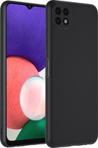 Zwart Hoesje Geschikt Voor Samsung Galaxy A22 5G - Zwarte Siliconen hoesje - TPU Back Cover Hoes - Zwart