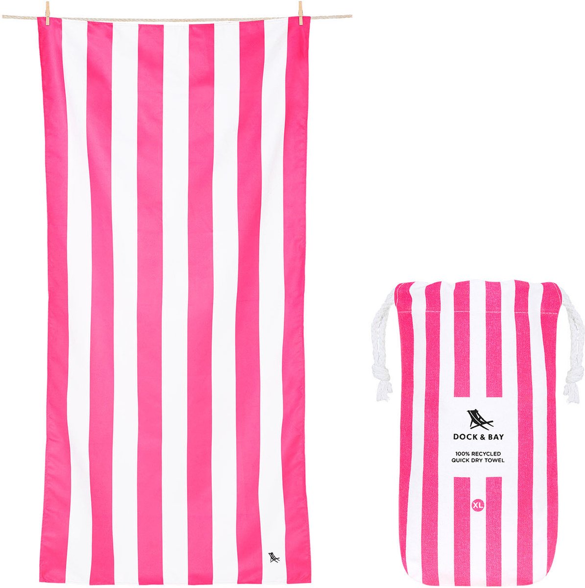 Dock & Bay Cabana - Strandlaken - Extra Large - ( 200x90cm ) - Phi Phi Pink