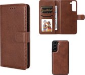 Samsung Galaxy S22 Plus (S22+) Hoesje - MobyDefend Luxe 2-in-1 Wallet Book Case Met Uitneembare Backcover - Bruin - GSM Hoesje - Telefoonhoesje Geschikt Voor Samsung Galaxy S22 Plus (S22+)