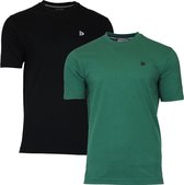 2-Pack Donnay - T-shirt (Vince) - Sportshirt - Heren - Black/Forest green (428) - maat L