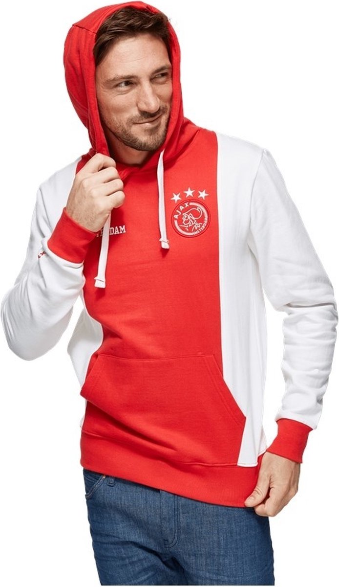 Ajax-hooded sweater wit-rood-wit senior