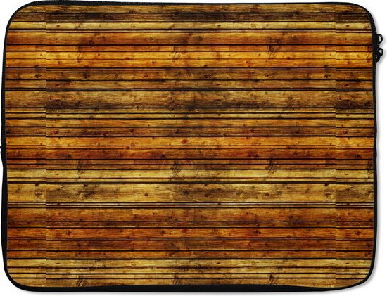 Laptophoes 15 inch - Vintage - Hout - Patronen - Planken - Laptop sleeve