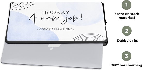 Housse pour ordinateur portable 17 pouces - Hourra, un nouveau travail ! - Proverbes - Citations - Housse pour ordinateur portable - Dimensions intérieures 42,5x30 cm