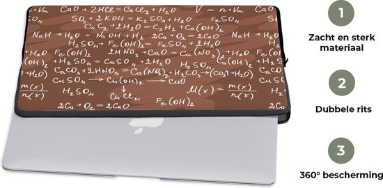 Housse pour ordinateur portable 17 pouces - Chiffre - Formule - Chimie - Chiffres - Motifs - Dimensions intérieures 41x28 cm - Dos noir