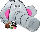 Relaxdays pop up speeltent olifant - kindertent met kruiptunnel - kinderspeeltent binnen