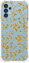 Smartphone hoesje Geschikt voor Samsung Galaxy A13 (4G) Hoesje Bumper met transparante rand Gouden Bloemen