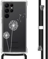 iMoshion Hoesje Geschikt voor Samsung Galaxy S22 Ultra Hoesje Met Koord - iMoshion Design Hoesje met Koord - Transparant / Dandelion