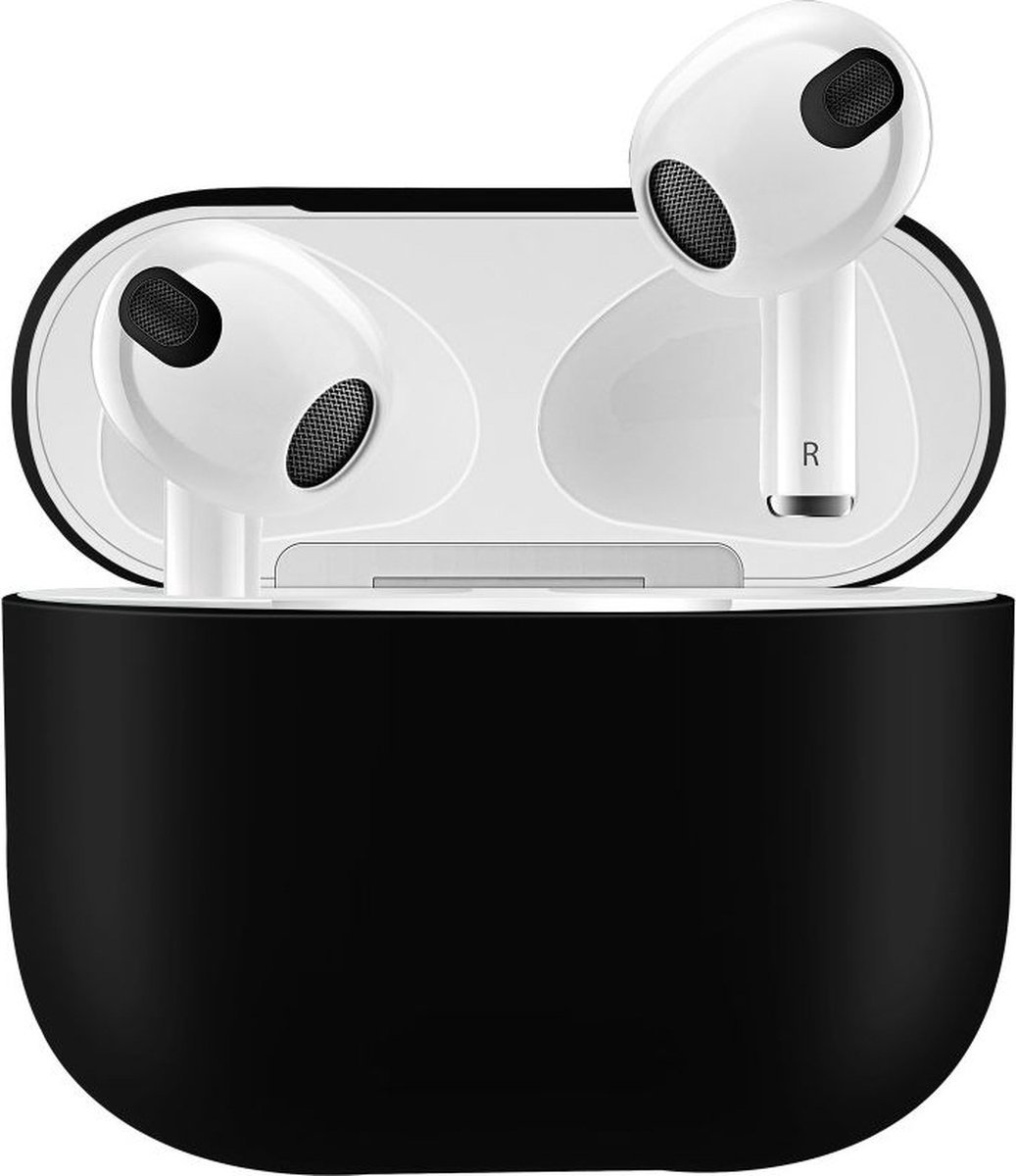 Jumada's "Geschikt" voor Apple Airpods hoesje - Geschikt voor Airpods 3 - Softcase - Zwart - Beschermhoes