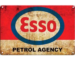 Signs-USA - Retro wandbord - metaal - Esso - Petrol Agency - 20 x 30 cm