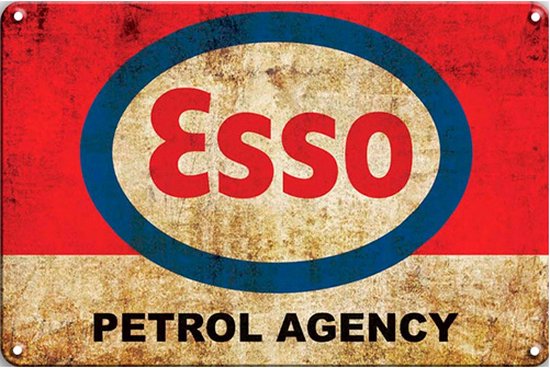 Signs-USA - Retro wandbord - metaal - Esso - Petrol Agency - 20 x 30 cm
