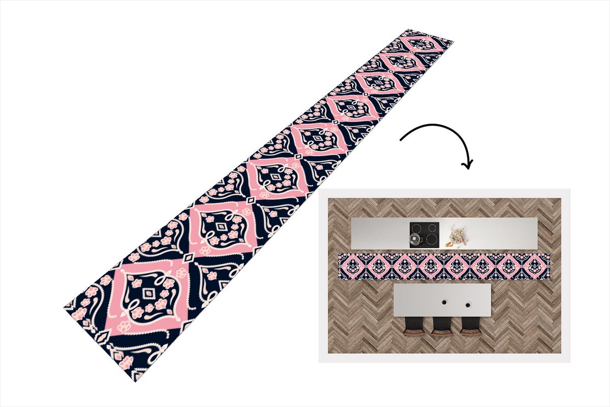KitchenYeah Keukenloper - Keukenmat - Bloemen - Roze - Ornament - Design - Keuken vloerkleed, foto 2