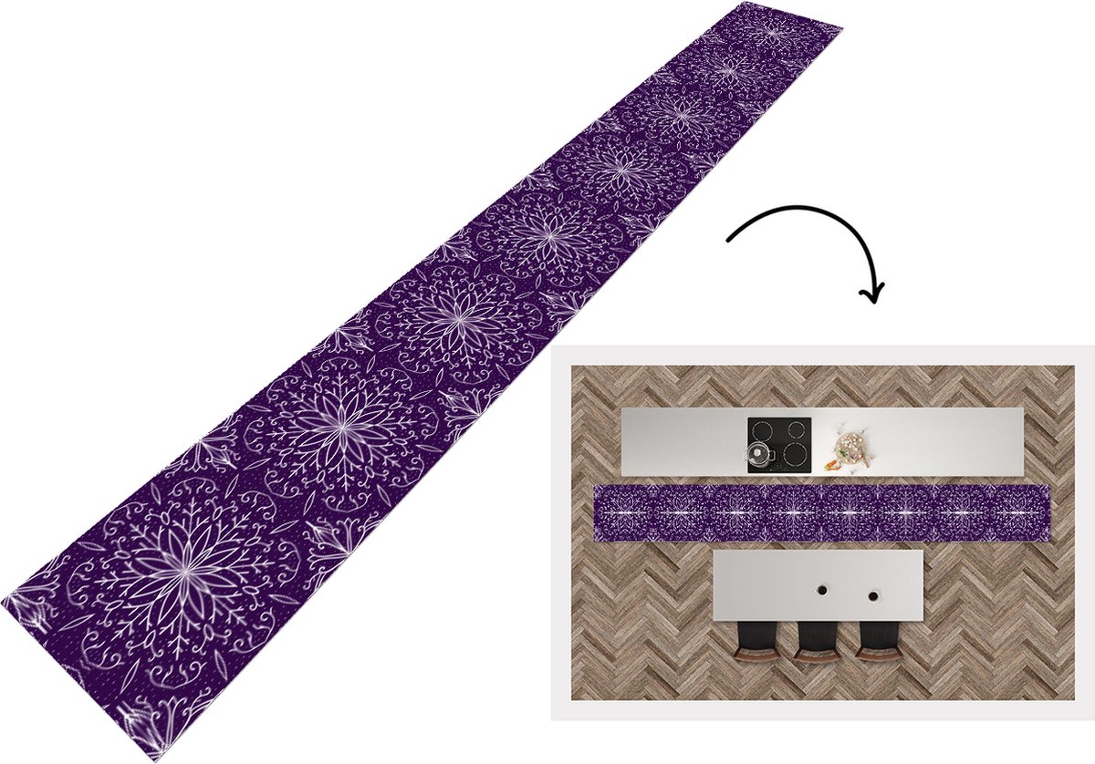 KitchenYeah Keukenloper - Keukenmat - Patronen - Kerst - Sneeuw - 480x60 cm - Keuken vloerkleed Multicolor