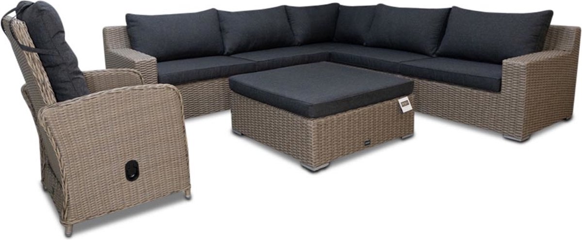 Denza Furniture Colorado hoek wicker loungeset incl. Nola stoel 5-delig | 300x300cm | New Kobo | 7 personen