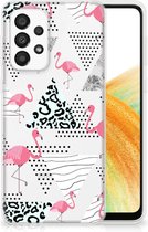Leuk TPU Back Cover Geschikt voor Samsung Galaxy A33 5G GSM Hoesje Doorzichtig Flamingo Triangle