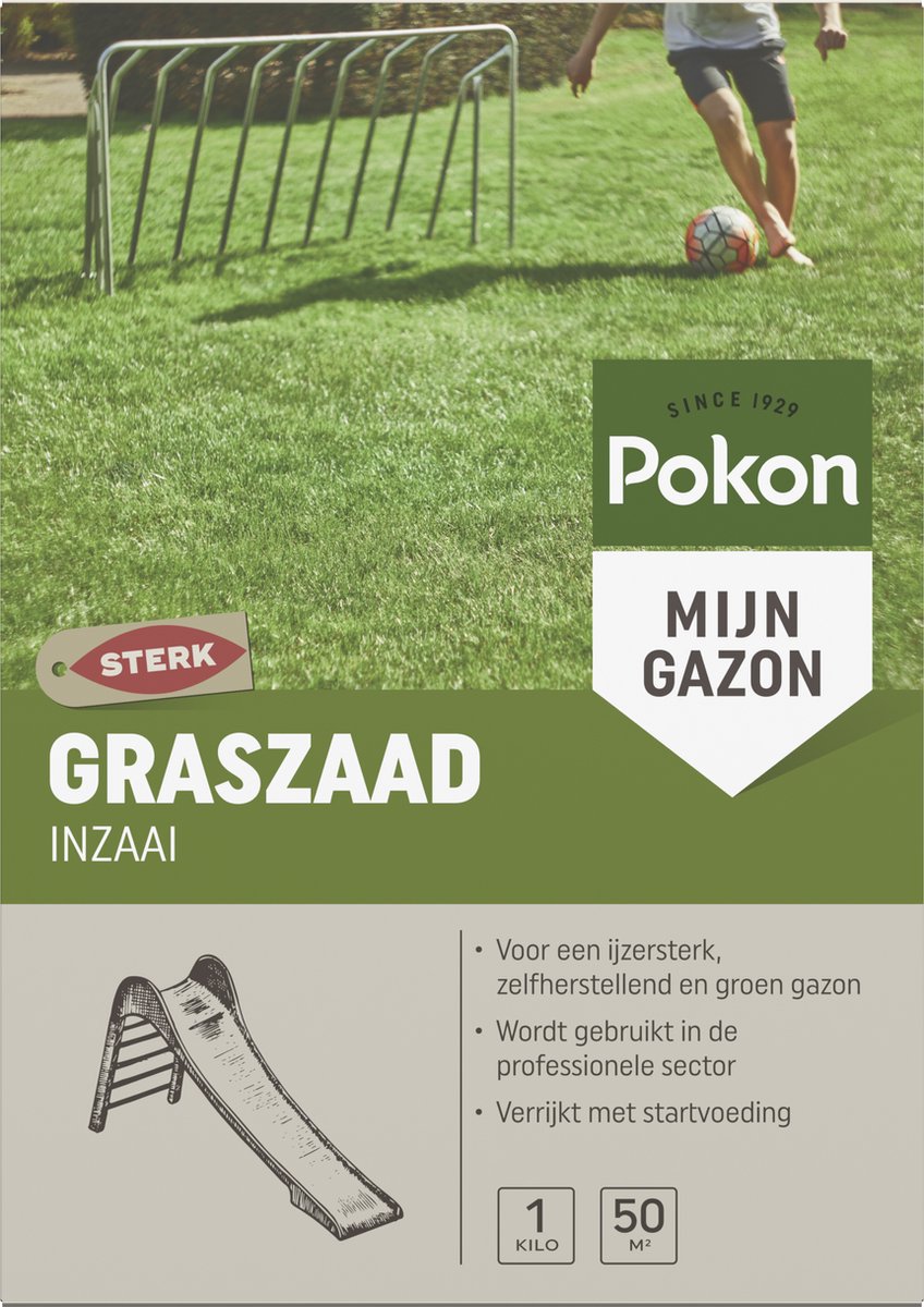 Pokon Graszaad Inzaai - 1kg - Gazonzaad - Geschikt voor 12,5m² - IJzersterk groen en zelfherstellend gras - Pokon