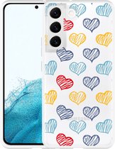 Galaxy S22 Hoesje Doodle hearts - Designed by Cazy